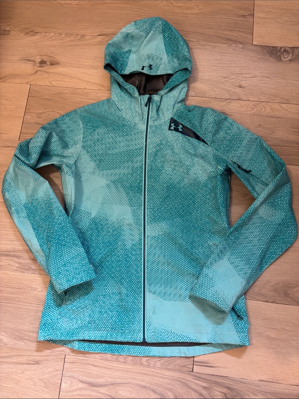 Under Armour Women's Teal Patterned Hooded Zip Jacket